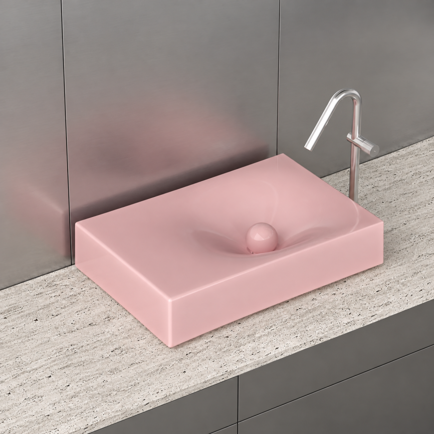 Trone Rituel Counter-top basin 60.4 x 40.4 x 13.3 cm pink