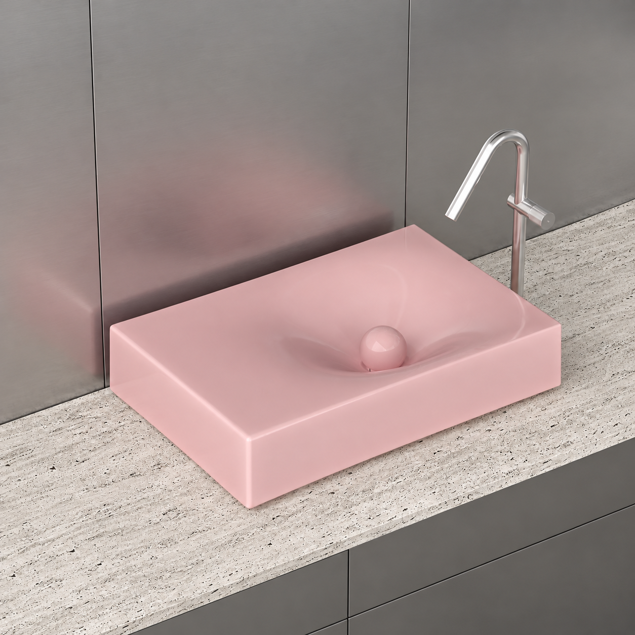 Trone Rituel Counter-top basin 60.4 x 40.4 x 13.3 cm pink