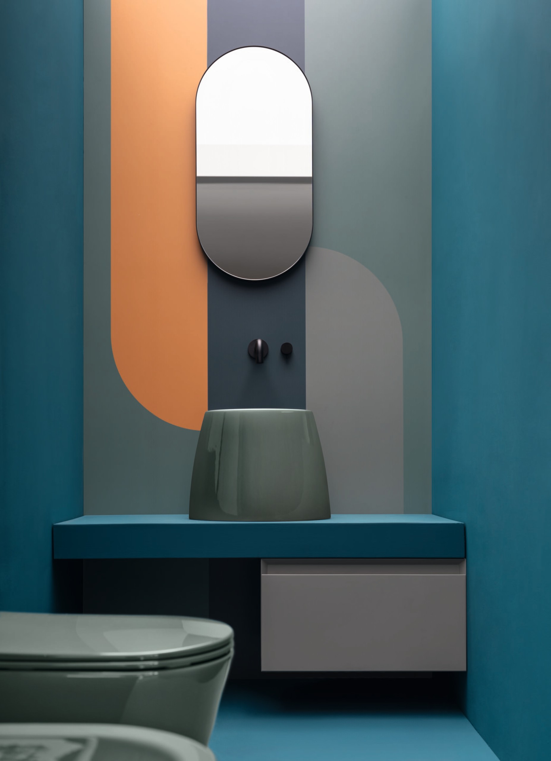AXA Vis Counter-top basin 55,5x45,5 cm lago glossy