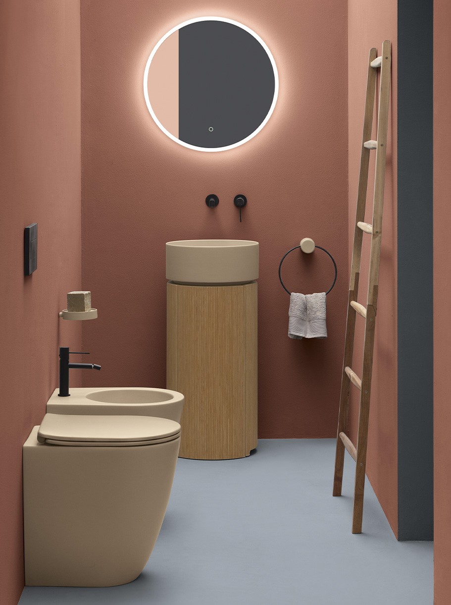 AXA Mate Freestanding cabinet & basin canaletto oak Ø40xh73,5 cm