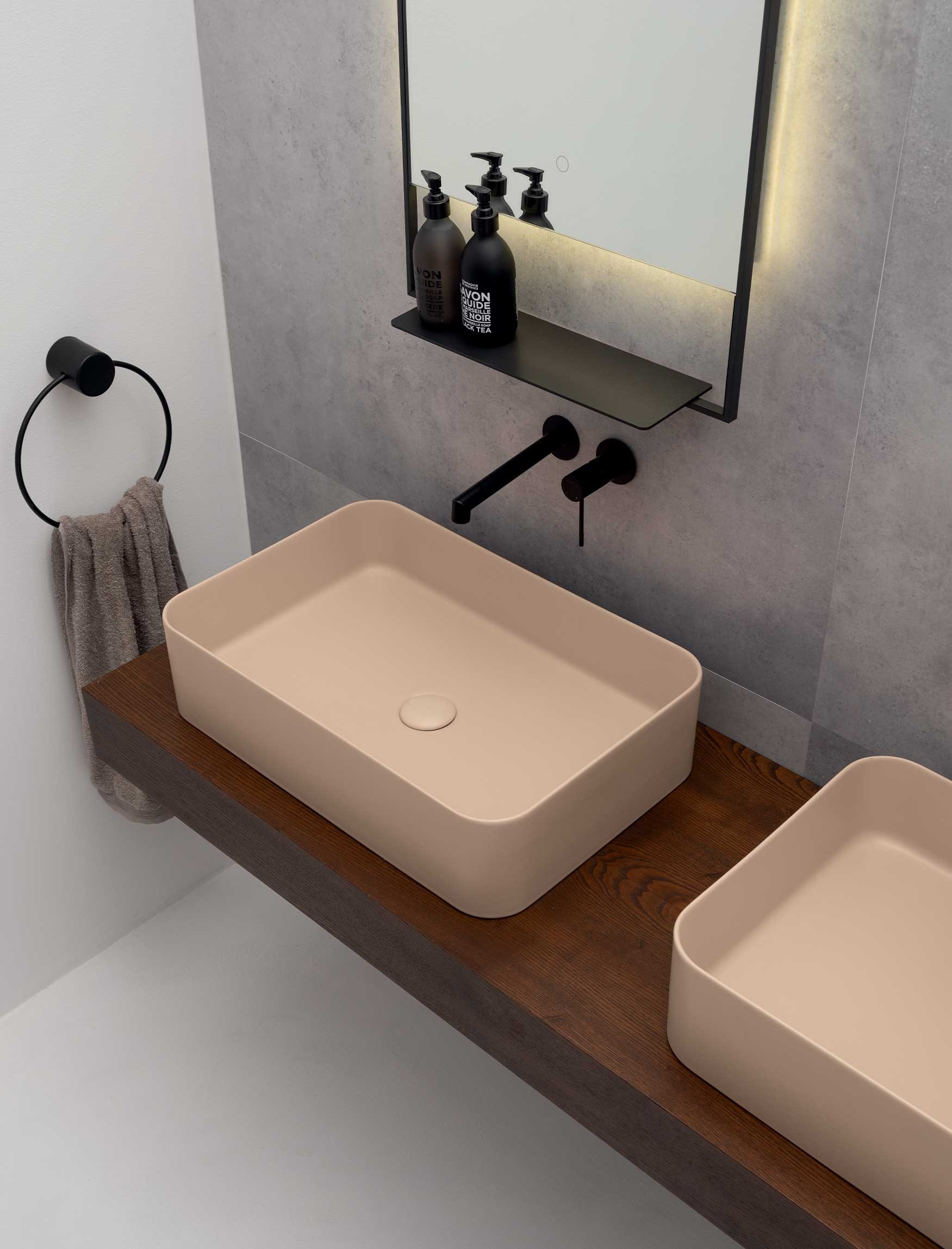 AXA Mate Rectangular counter-top basin 60x40 cm sahara matt