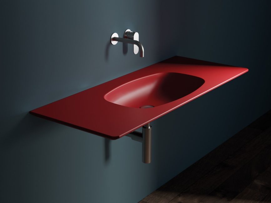 Flaminia Nudaflat Wall-hung basin 120 cm rosso rubens