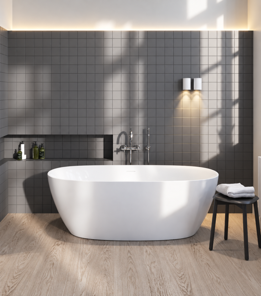 Riho Inspire Acrylic freestanding bathtub 180x80x60 cm glossy white