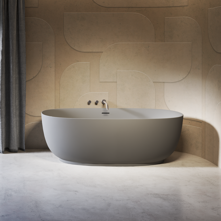 Riho Phatos Acrylic freestanding bathtub 170x80x58.5 cm stone grey