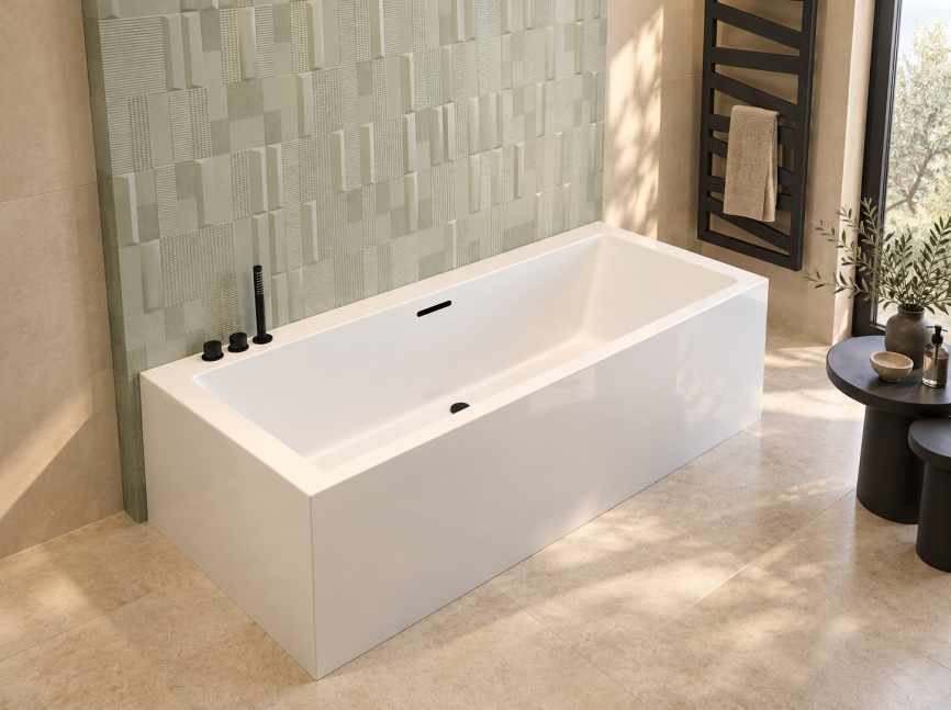 Riho Lugo Built-in bathtub 180x80x47.5 cm glossy white