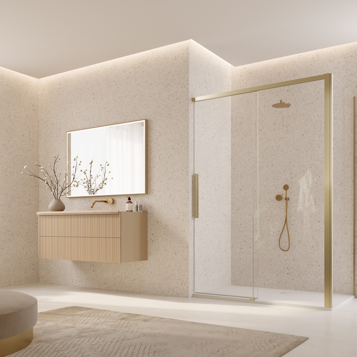 Ronal Bathrooms Oriana Brushed gold 120x80x200 cm