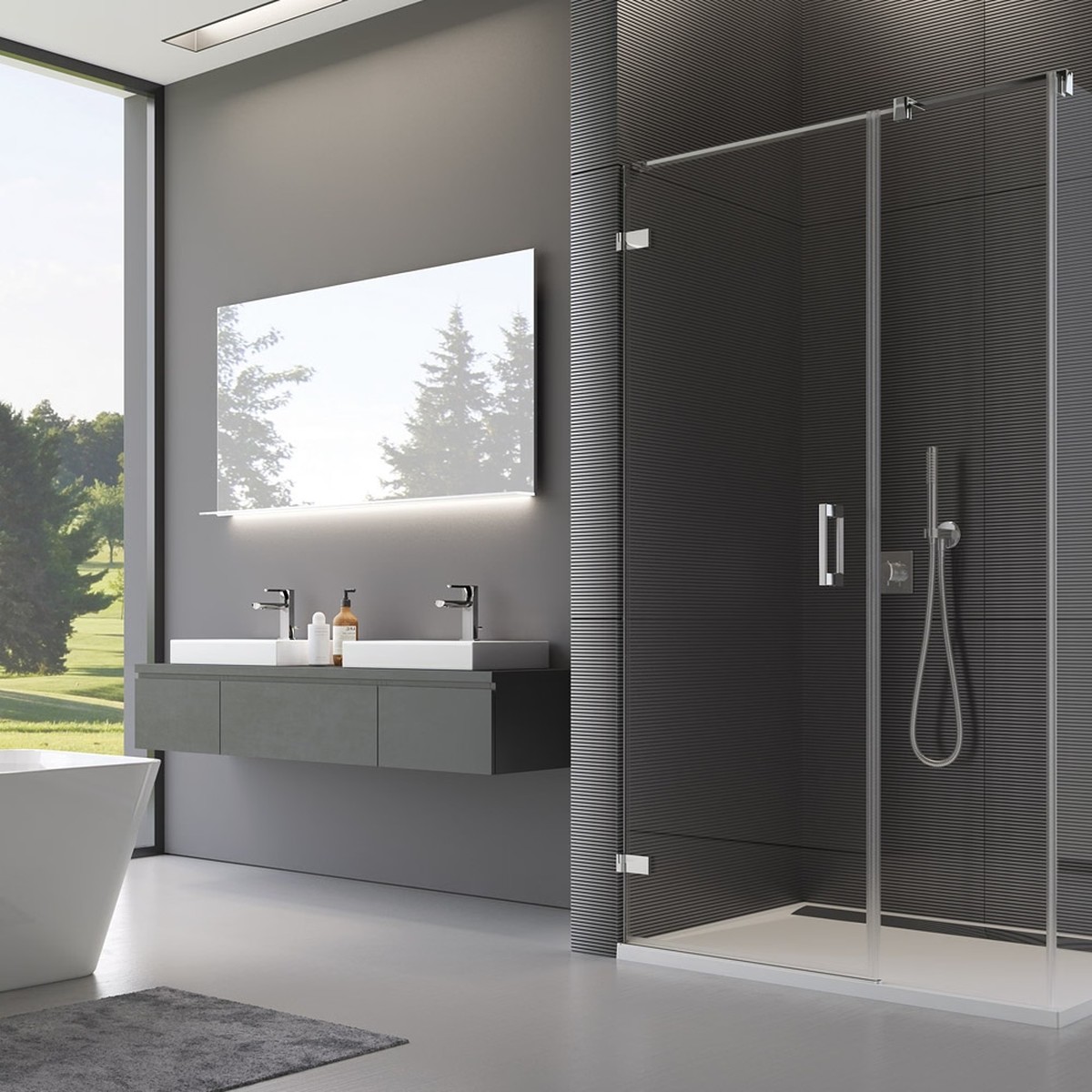 Ronal Bathrooms Pur Chrome 90x30x200 cm
