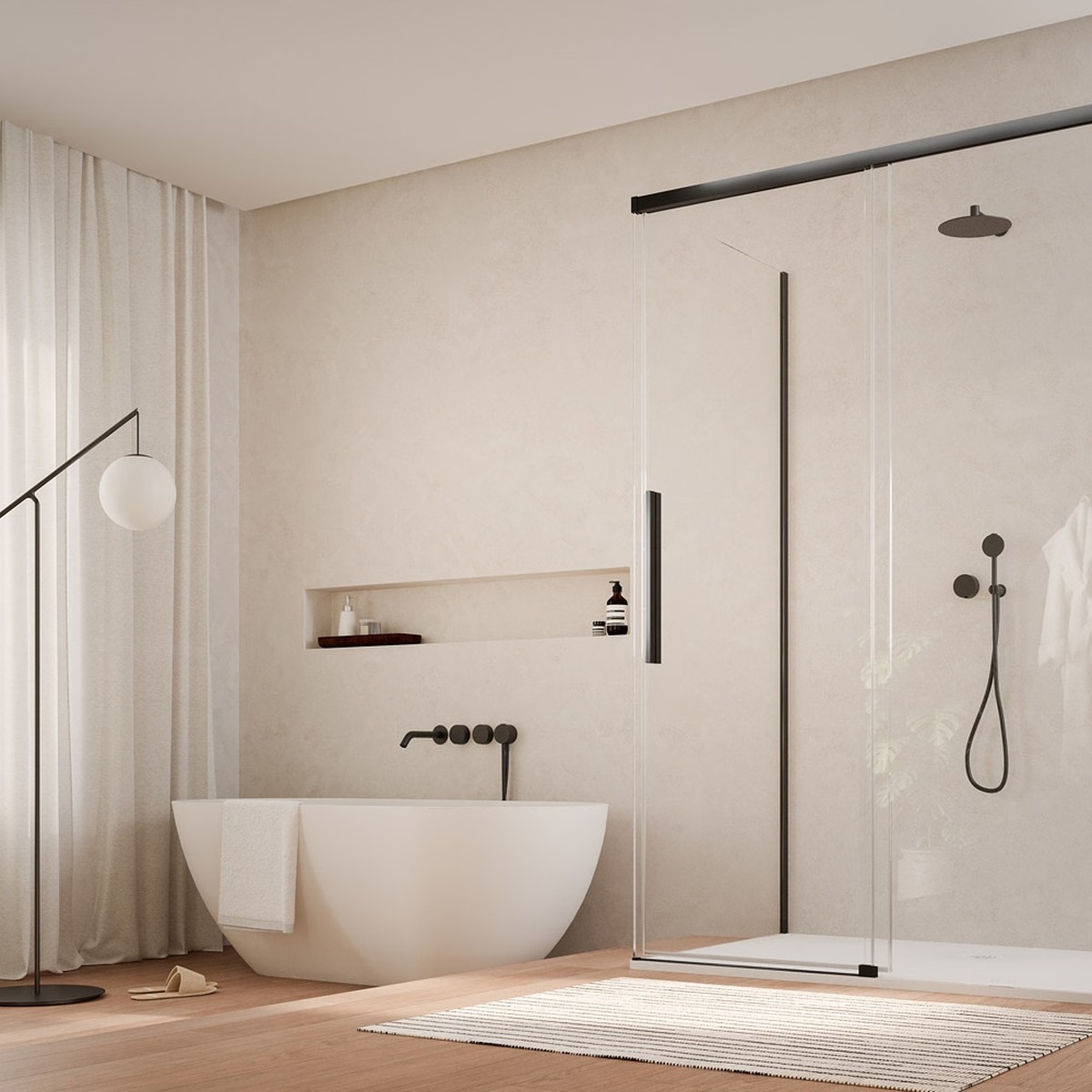 Ronal Bathrooms Oriana Black matt 120x80x200 cm