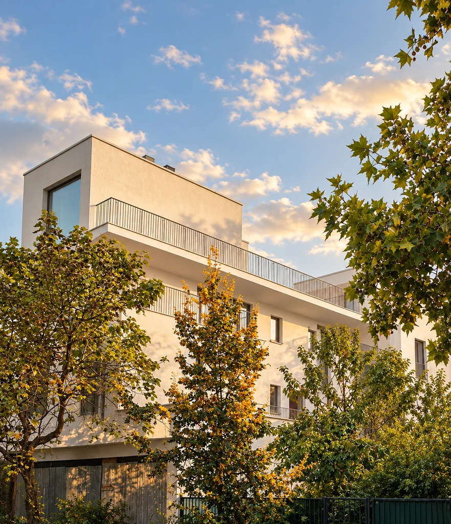 TemoCraft — Modern White Building in Golden Light-3