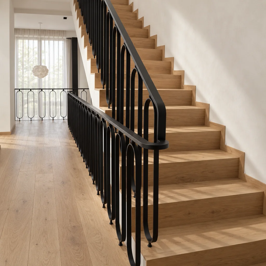 TemoCraft — ST European oak staircase with oval balustrade-5