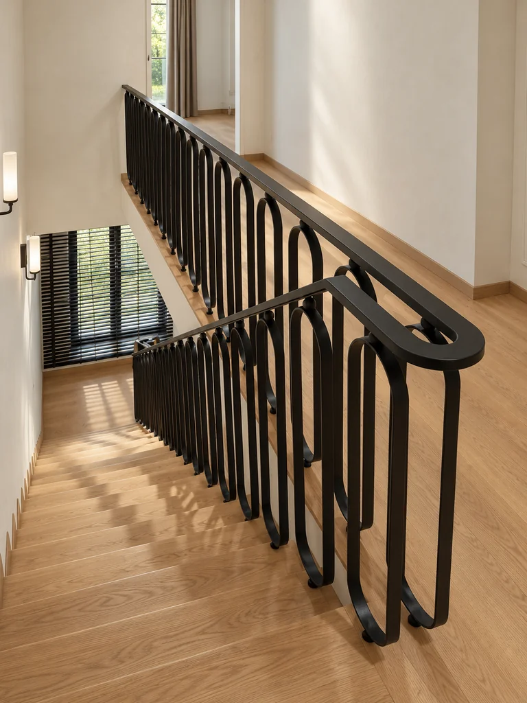 TemoCraft — ST Oval Steel Elegance Over Oak Stairs-4