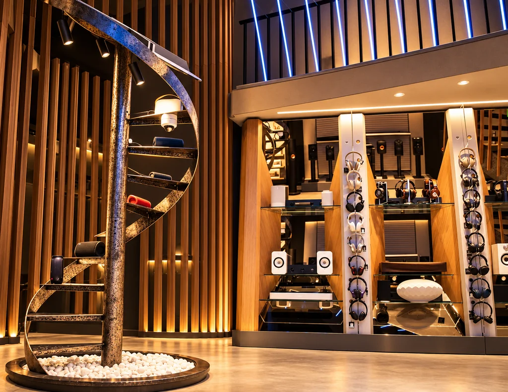 TemoCraft — Patinated Spiral in a Luxury Audio Showroom-1