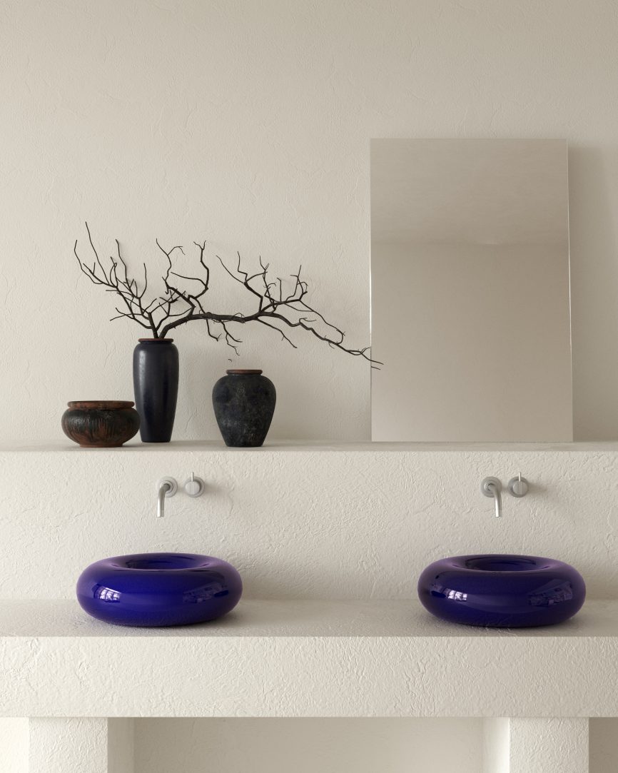 Trone Orbe Counter-top basin Ø44cm blue