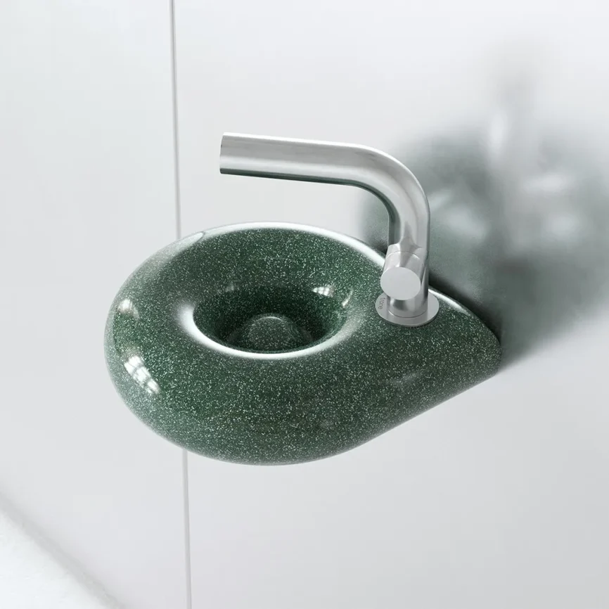 Trone Orbe Round hand basin Ø30cm flaked green