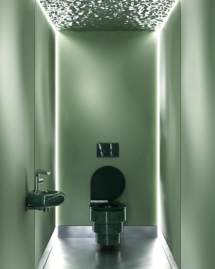 Trone Orbe Round hand basin Ø30cm flaked green