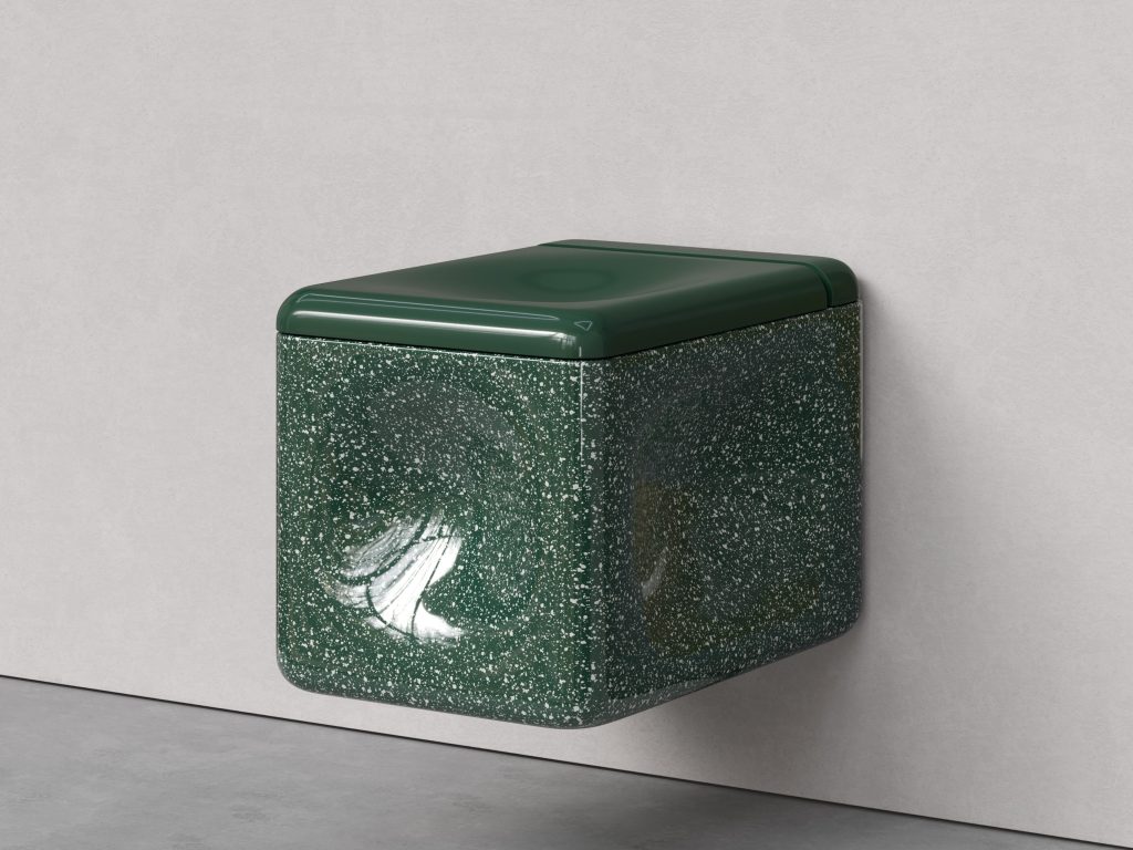 Trone Orgueil Square wall-hung toilet flaked green
