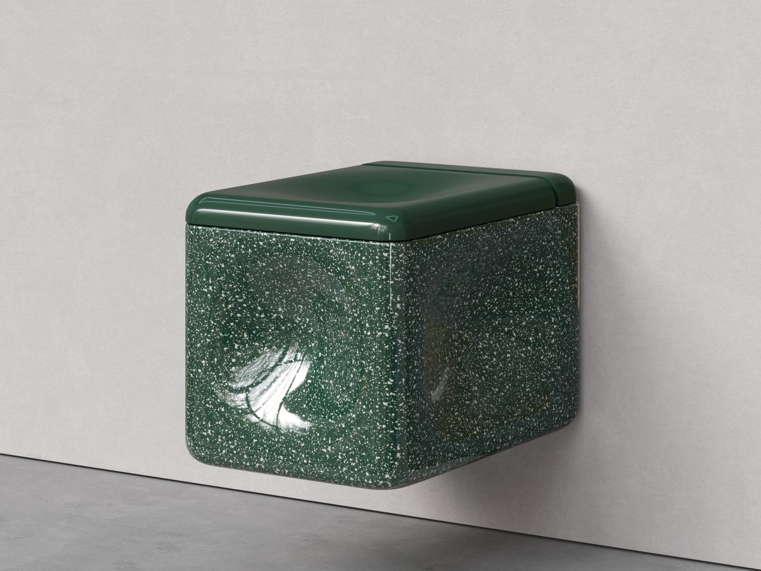 Trone Orgueil Square wall-hung toilet flaked green
