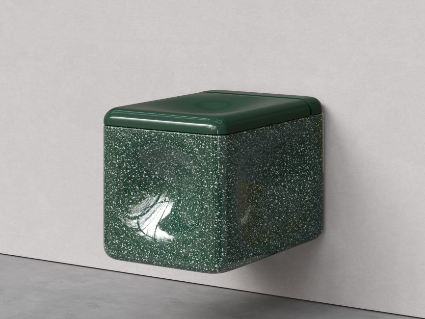 Trone Orgueil Square wall-hung toilet flaked green