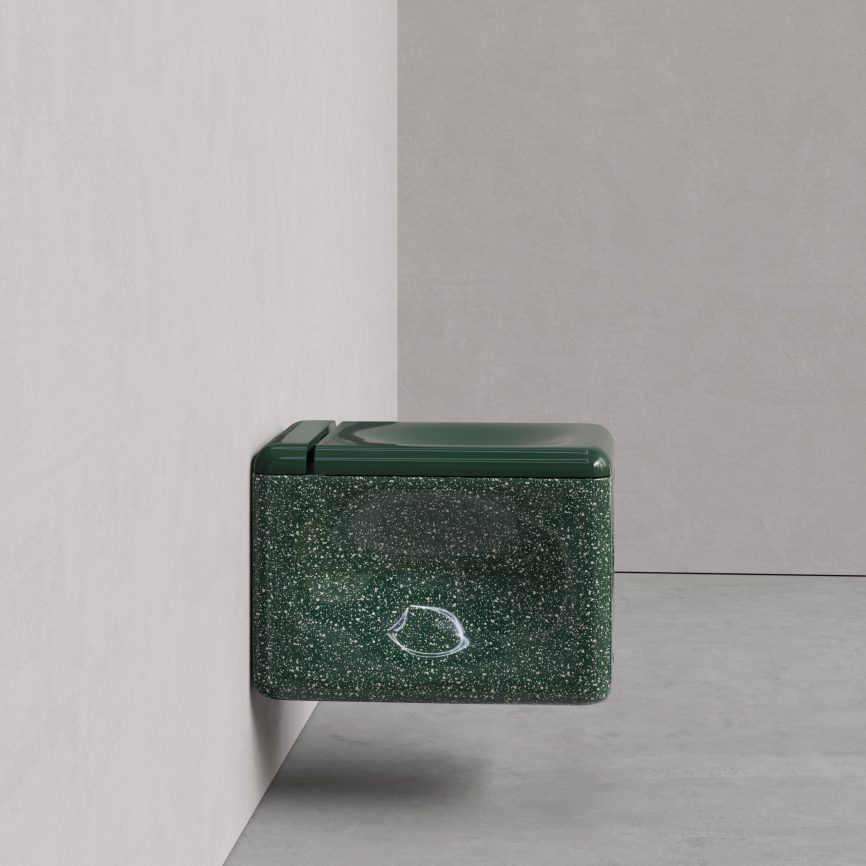 Trone Orgueil Square wall-hung toilet flaked green