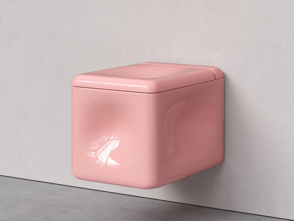 Trone Orgueil Square wall-hung toilet flaked pink