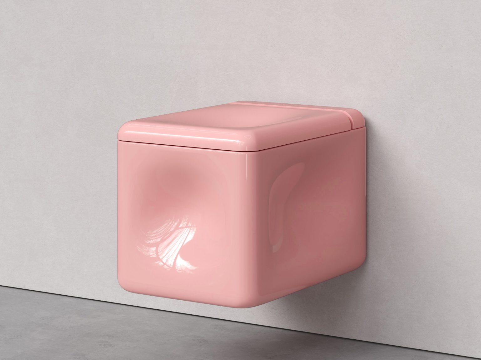 Trone Orgueil Square wall-hung toilet flaked pink