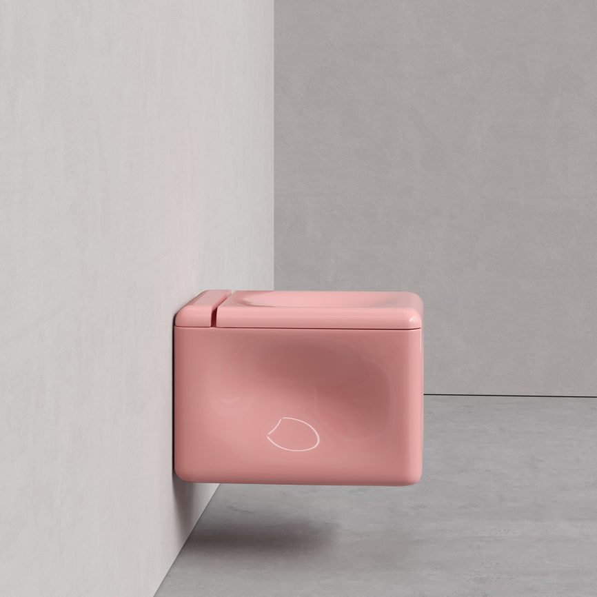 Trone Orgueil Square wall-hung toilet flaked pink