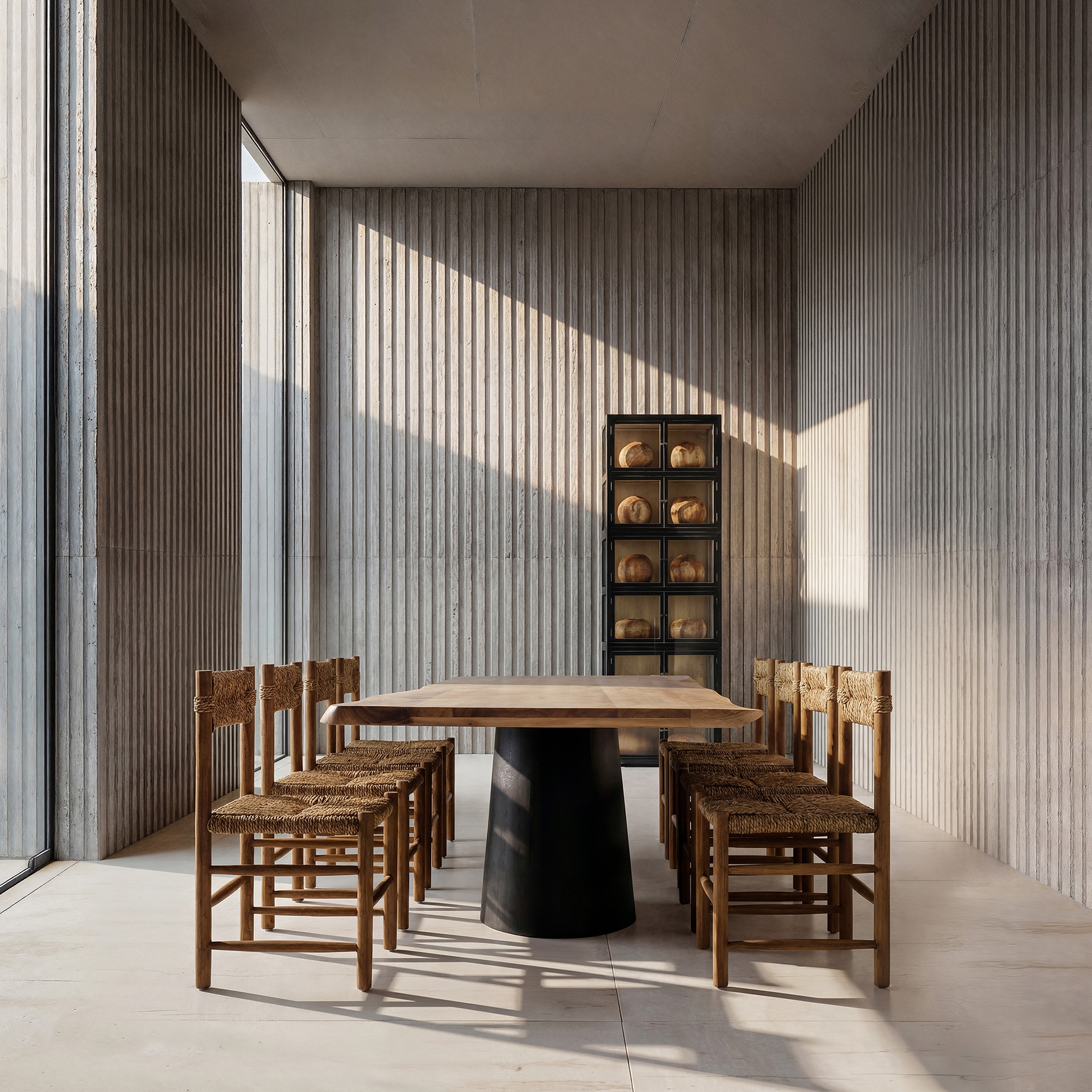 VICAL Knaith Black mango wood with brown acacia dining table 260x105x76 cm