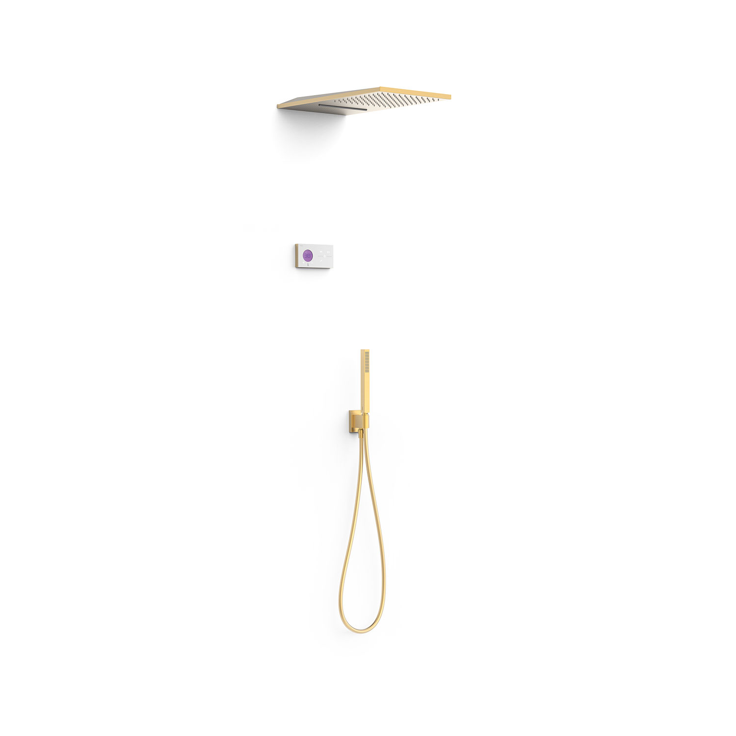 Tres Griferia Shower technology 3-way concealed electronic thermostatic kit matt gold