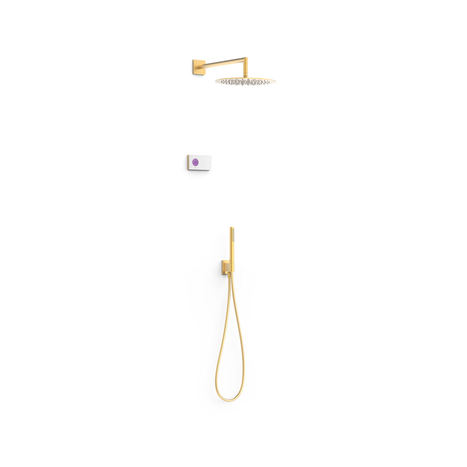 Tres Griferia Shower technology 2-way concealed electronic thermostatic kit matt gold