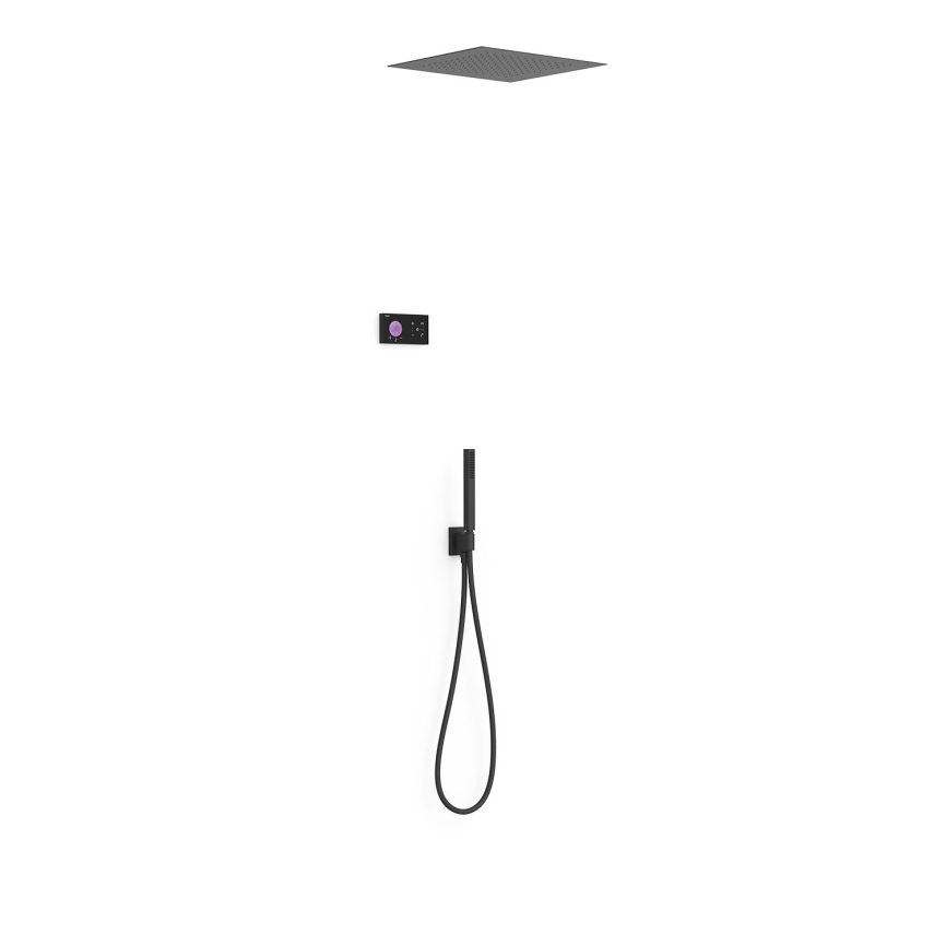 Tres Griferia Shower technology 2-way concealed electronic thermostatic kit matt black