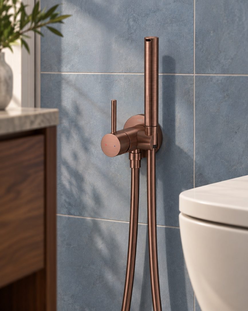 Tres Griferia Study Concealed single-lever bidet mixer volcanic