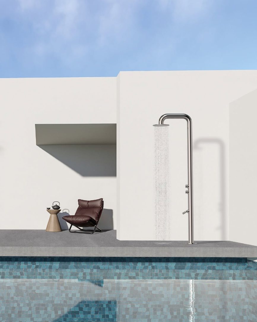 Tres Griferia Outdoor steel shower