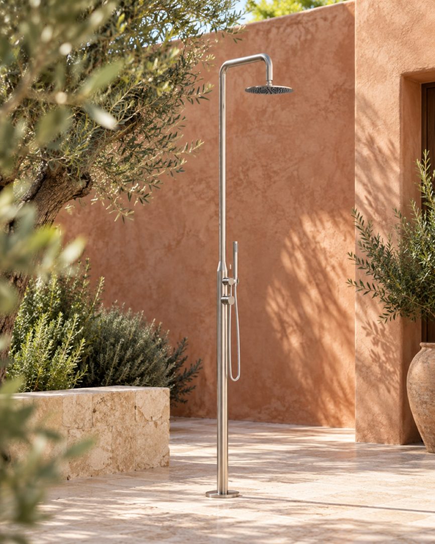 Tres Griferia Outdoor steel shower