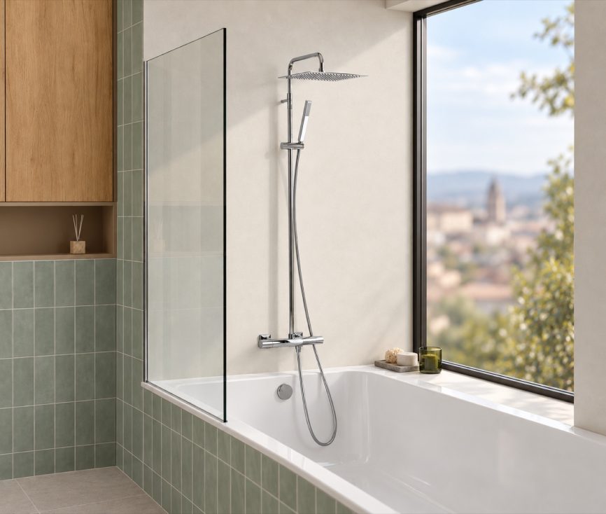 Tres Griferia Over-wall thermostatic shower mixer 3-way chrome