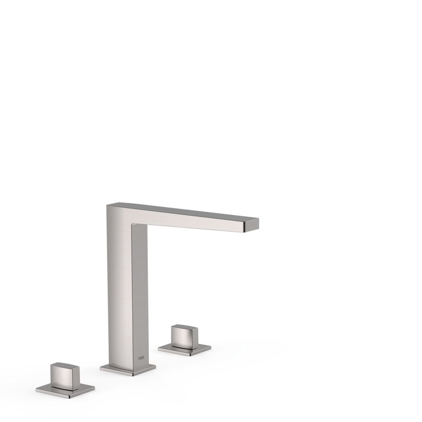 Tres Griferia Slim Deck-mounted 3-hole basin mixer steel