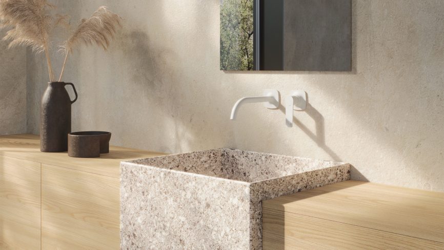 Tres Griferia Loft Concealed washbasin mixer matt white