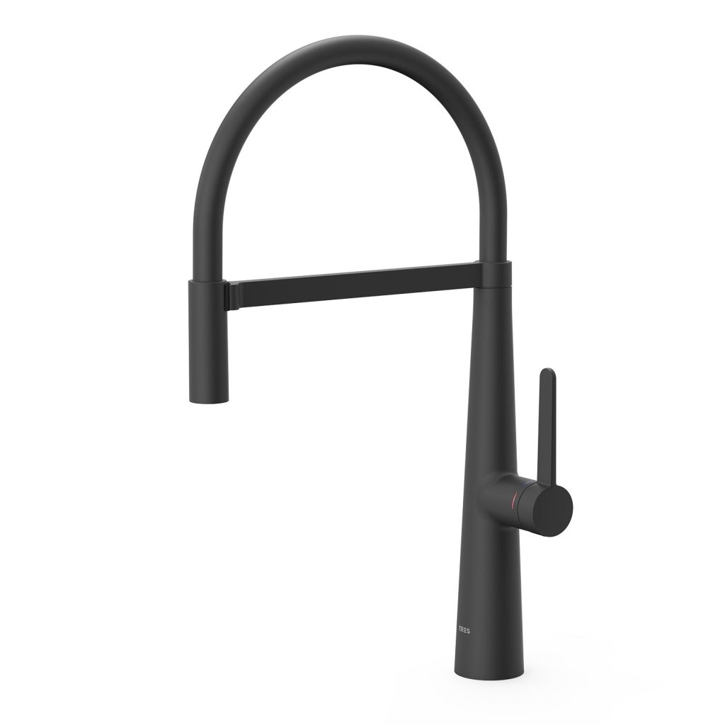 Tres Griferia Single-lever kitchen mixer with flexible spout matt black