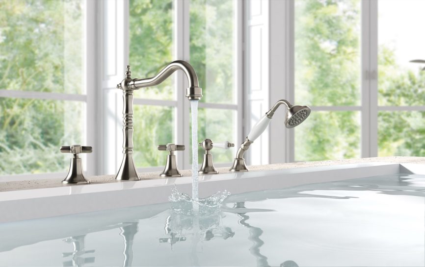 Tres Griferia Clasic Two-lever bath edge mixer steel
