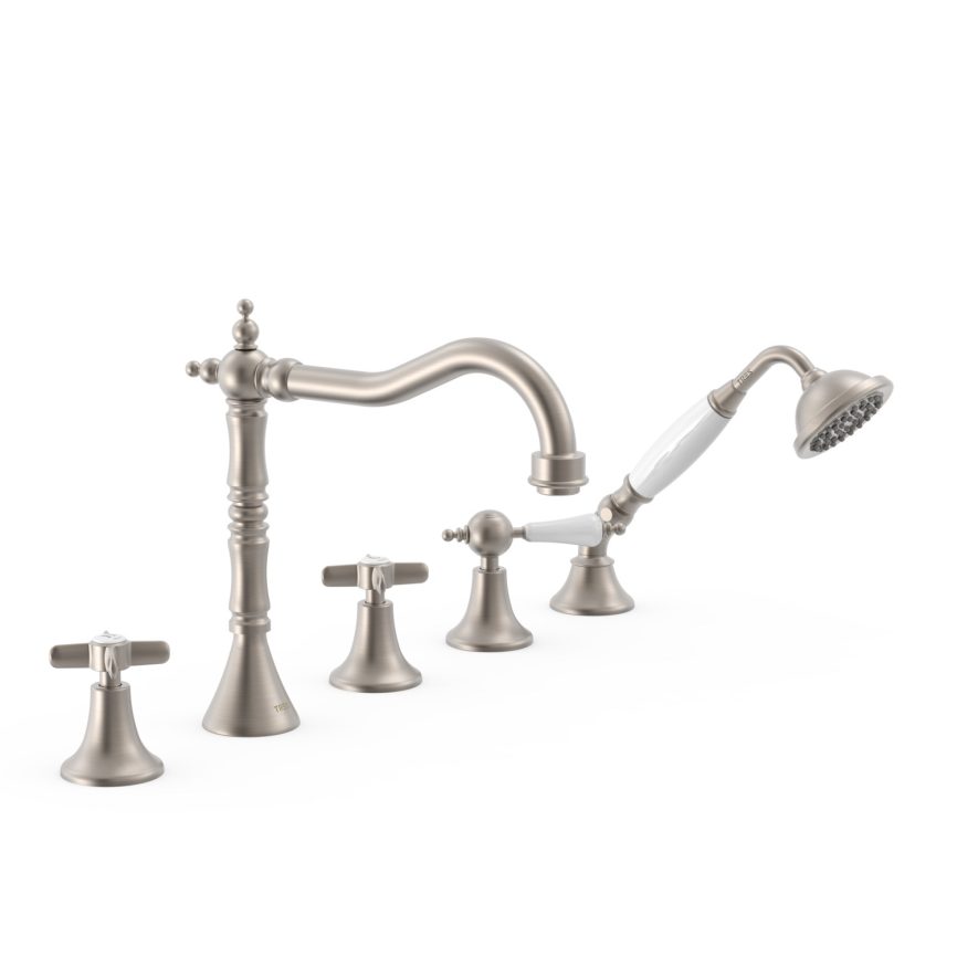 Tres Griferia Clasic Two-lever bath edge mixer steel