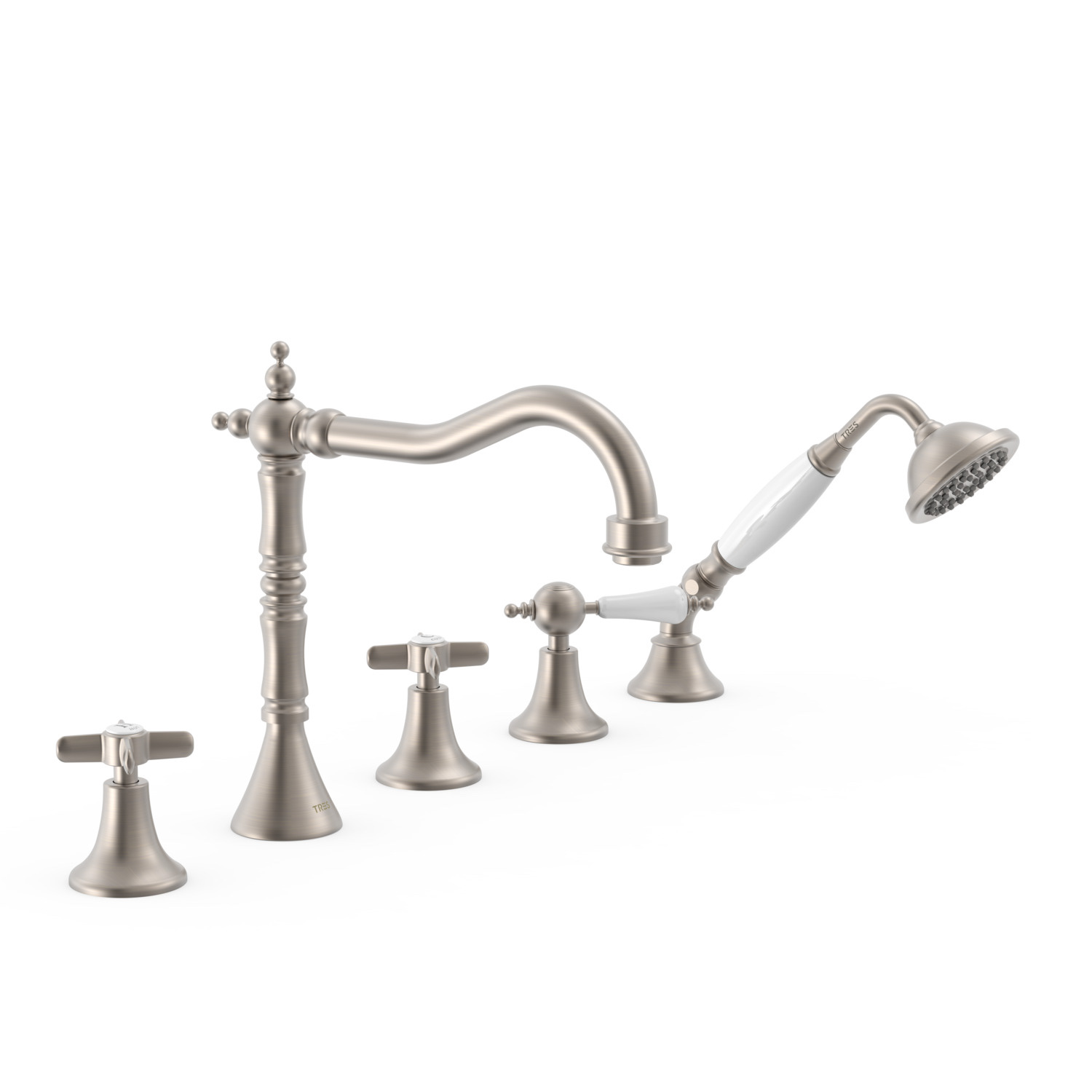 Tres Griferia Clasic Two-lever bath edge mixer steel