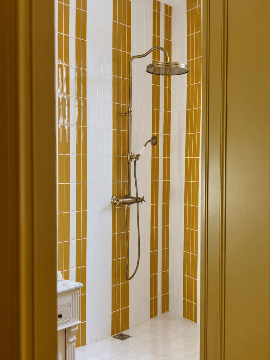Tres Griferia Clasic 2-way wall-mounted thermostatic shower set matt aged brass