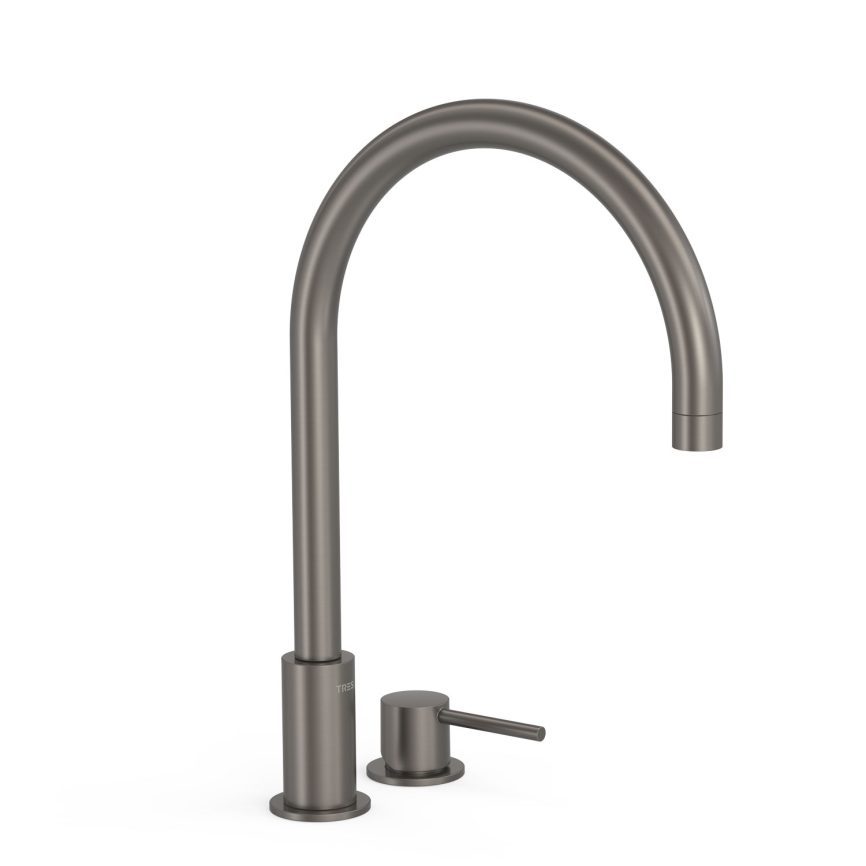 Tres Griferia Study Deck-mounted 2-hole basin mixer graphite