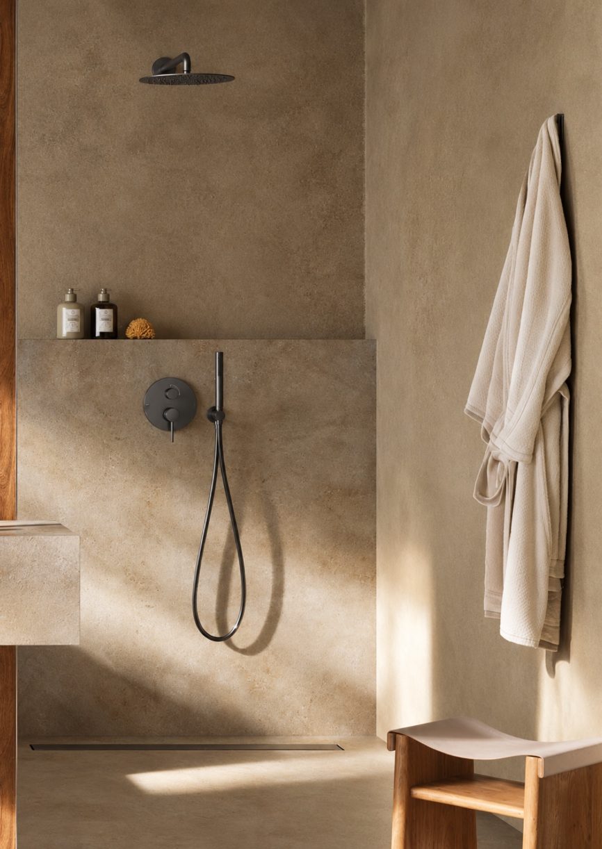 Tres Griferia Study 2-way concealed single-lever shower mixer kit graphite