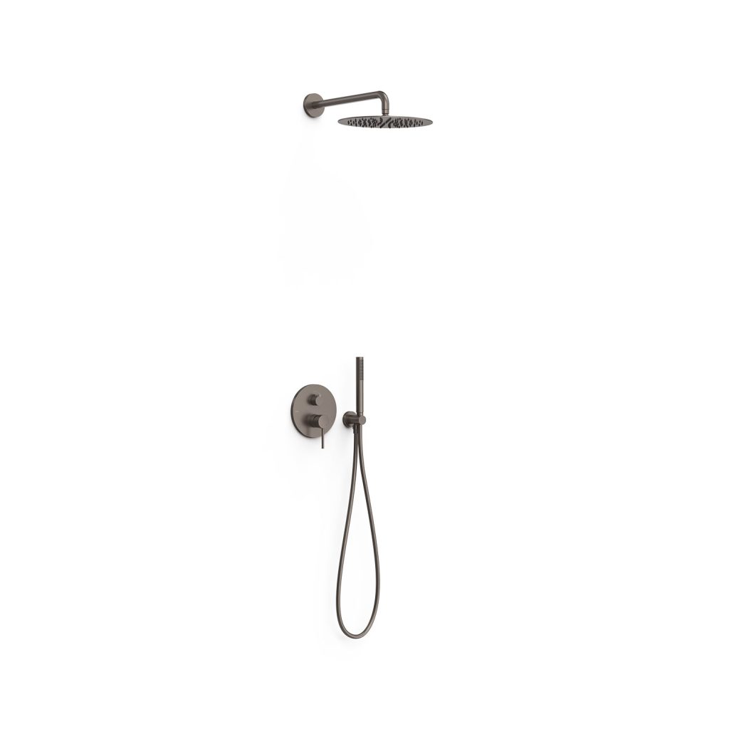 Tres Griferia Study 2-way concealed single-lever shower mixer kit graphite