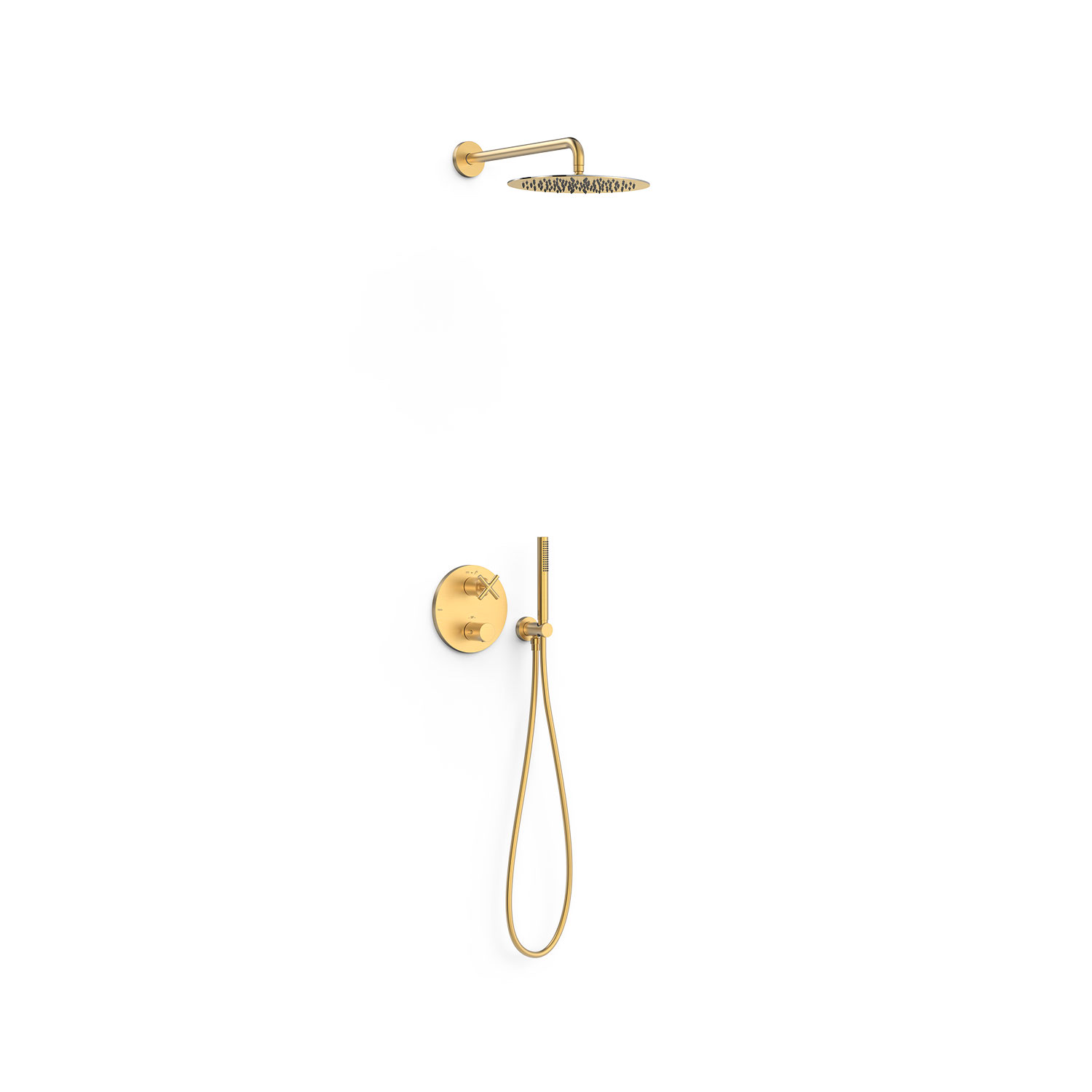 Tres Griferia Therm-box 2-way concealed thermostatic shower kit matt gold